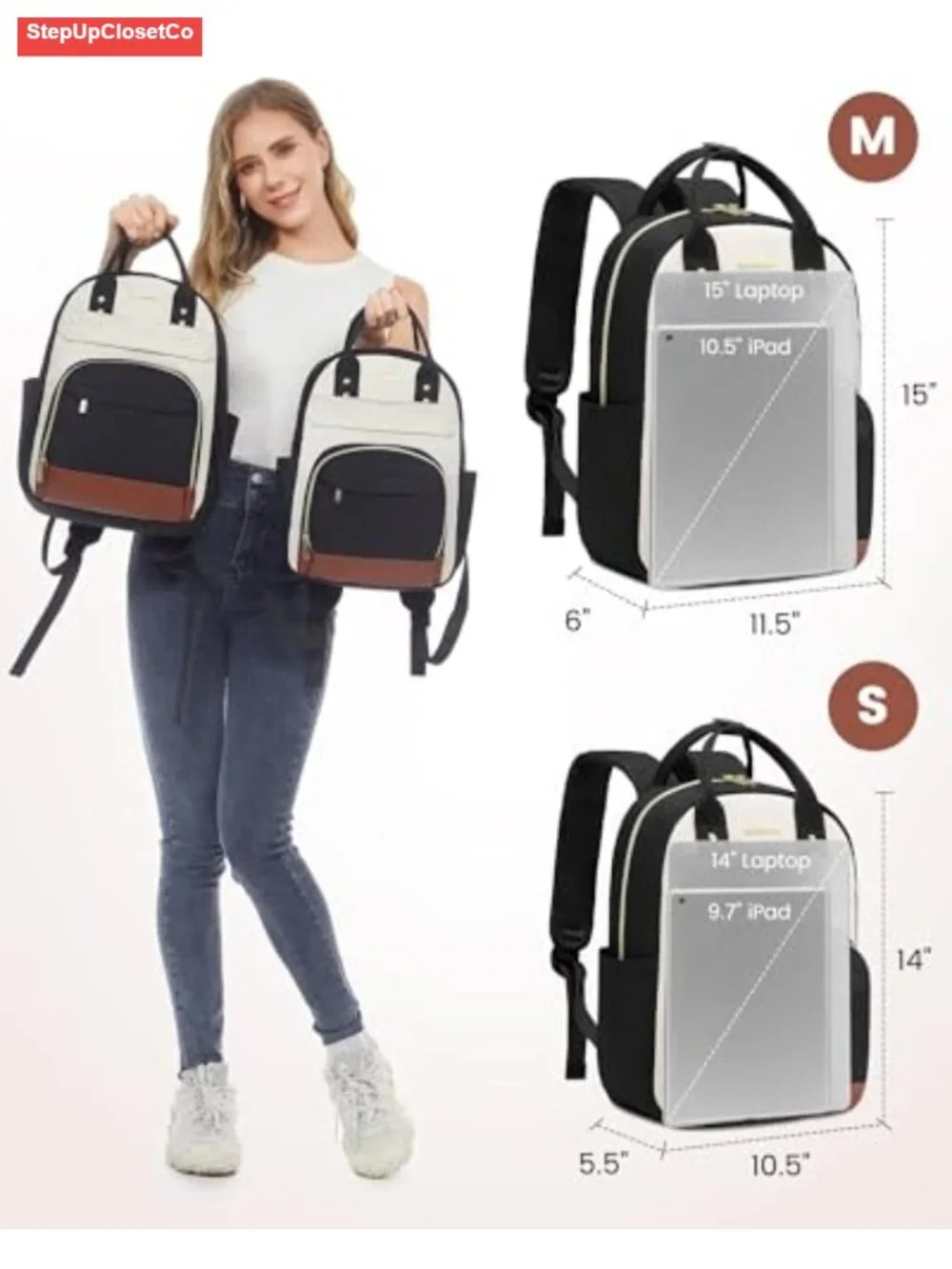 Women's Small Nylon Backpack Purse with Laptop Compartment, Waterproof Travel